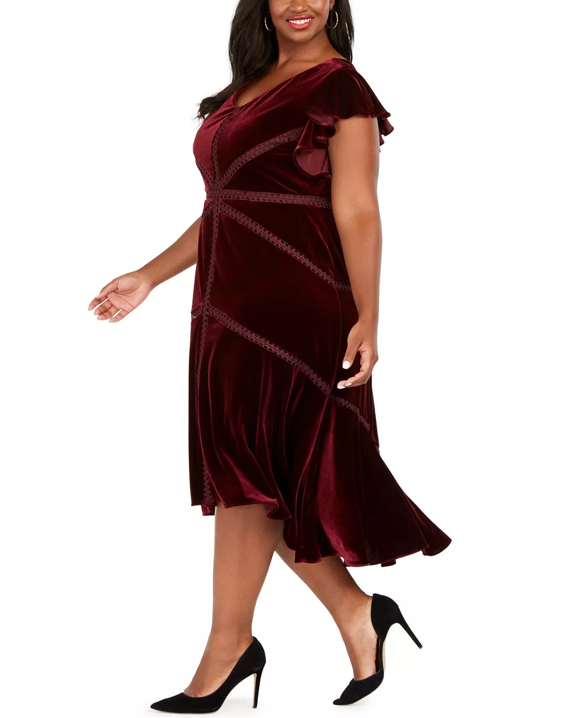 Taylor Women's Plus Size Velvet High-Low A-Line Dress Purple Size 16W