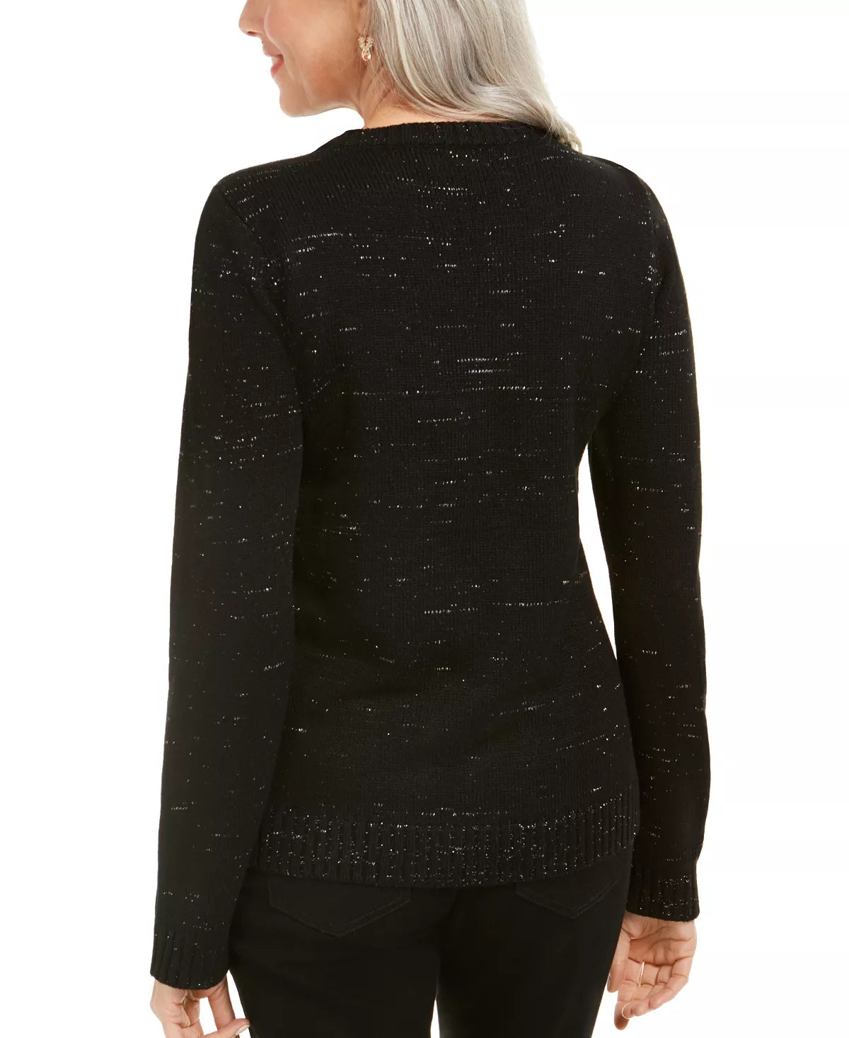 Karen Scott Women's Petite Holiday Sweater Black Size PSM