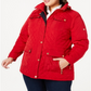 Michael Kors Women's Quilted Removable Hood Coat Red Size 0X