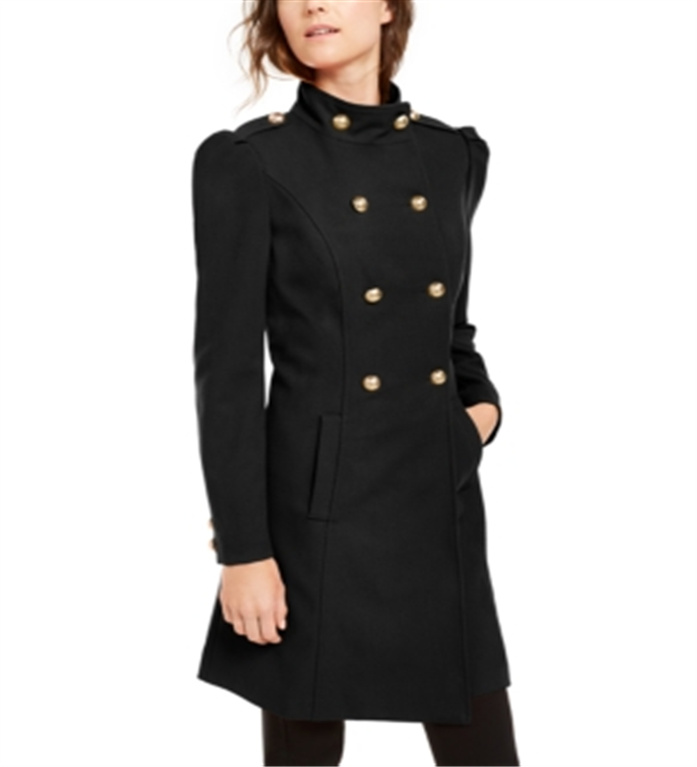 INC International Concepts Women's Double Breasted Coat Black Size Medium