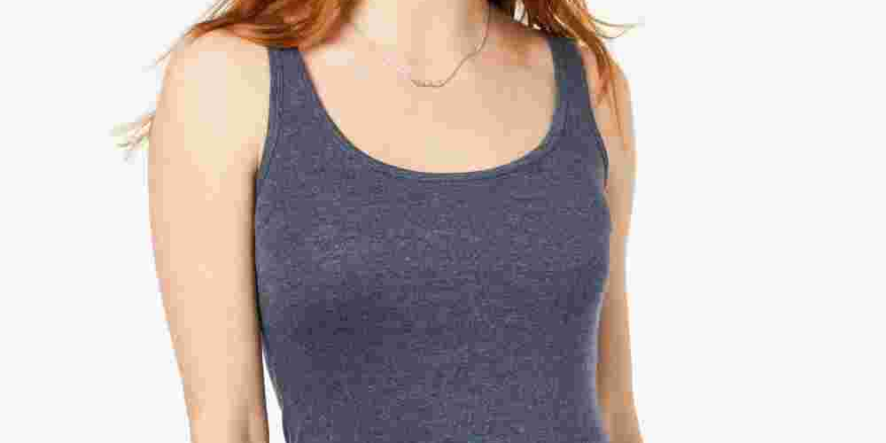 Maison Jules Women's Fitted Tank Top Blue Size Large