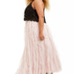 Teeze Me Women's Trendy Plus Glitter Mesh Gown Pink Size 18
