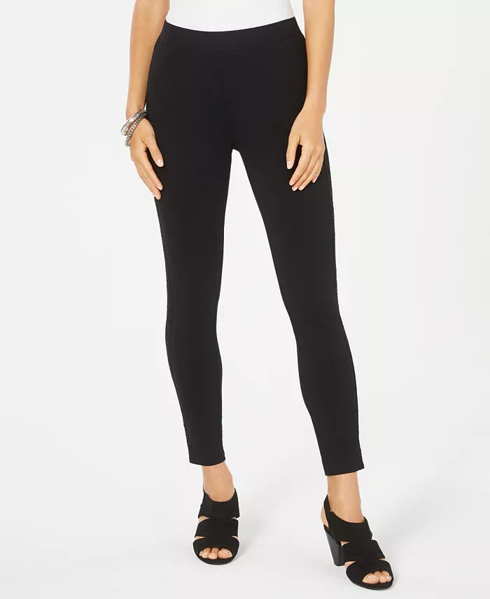 Style & Co Women's Lace Trim Skinny Leggings Black Size Petite P