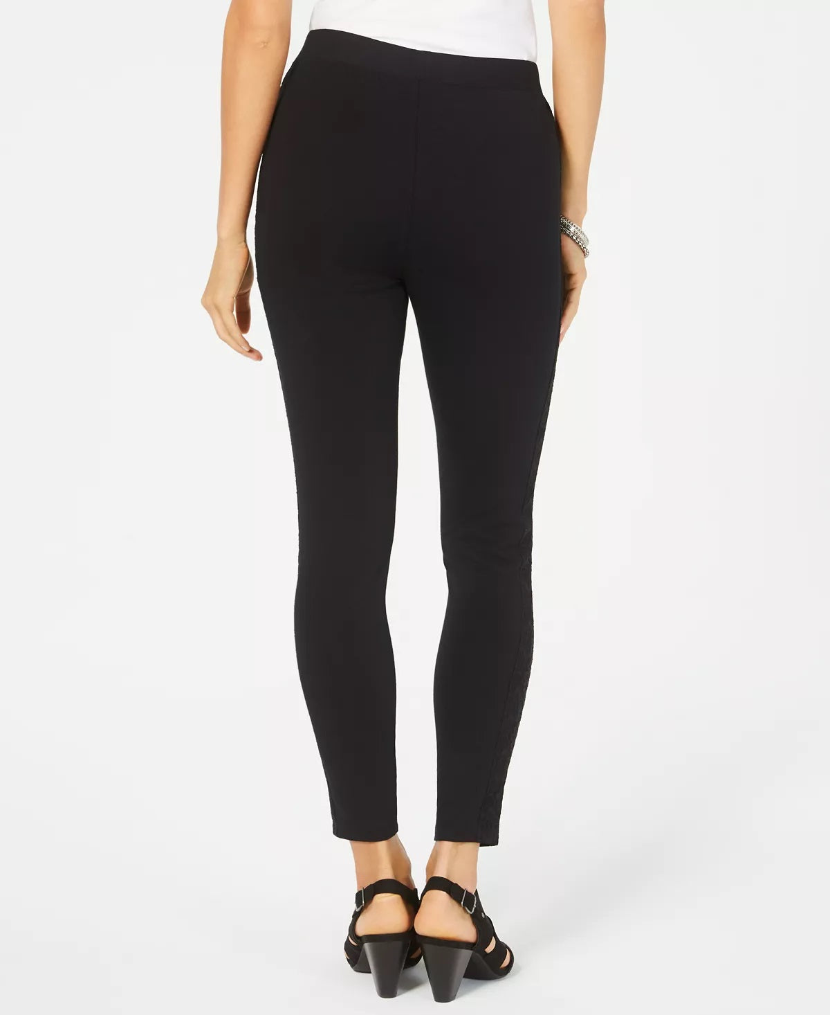Style & Co Women's Lace Trim Skinny Leggings Black Size Petite P
