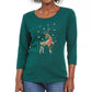 Karen Scott Women's Deer Decor Scoop Neck Top  Green Size PSM
