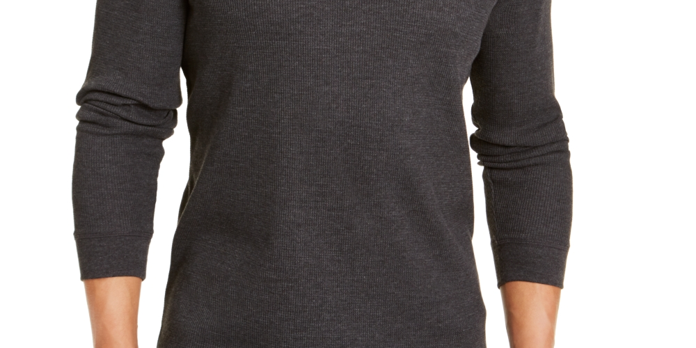 Club Room Men's Henley Shirt  Gray Size Large