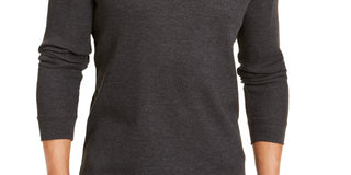 Club Room Men's Henley Shirt  Gray Size Large