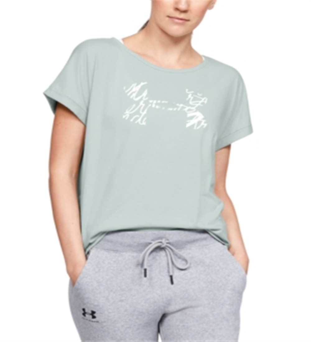 Under Armour Women's Graphic Script Logo Fashion Short Sleeve Crew Blue Size Medium