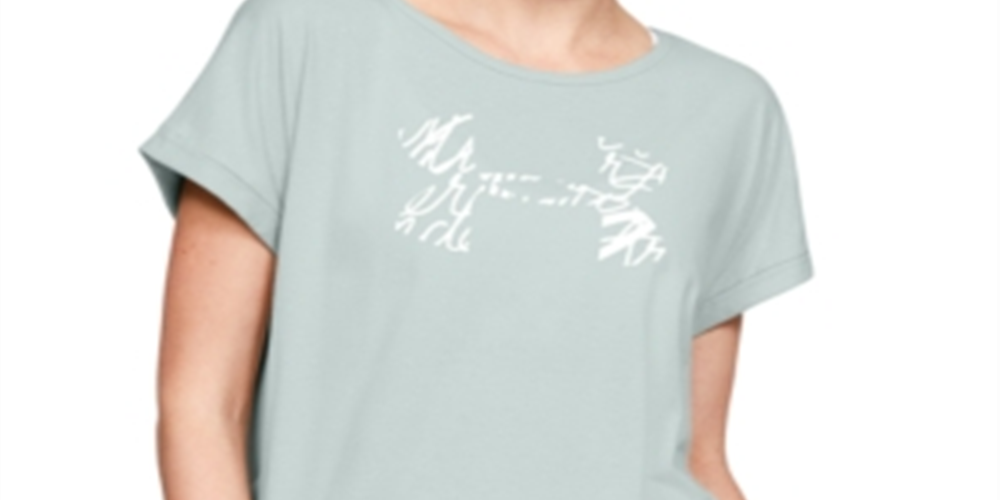 Under Armour Women's Graphic Script Logo Fashion Short Sleeve Crew Blue Size Medium