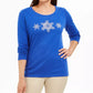 Karen Scott Women's Cotton Snowflake Graphic Top Blue Size PL