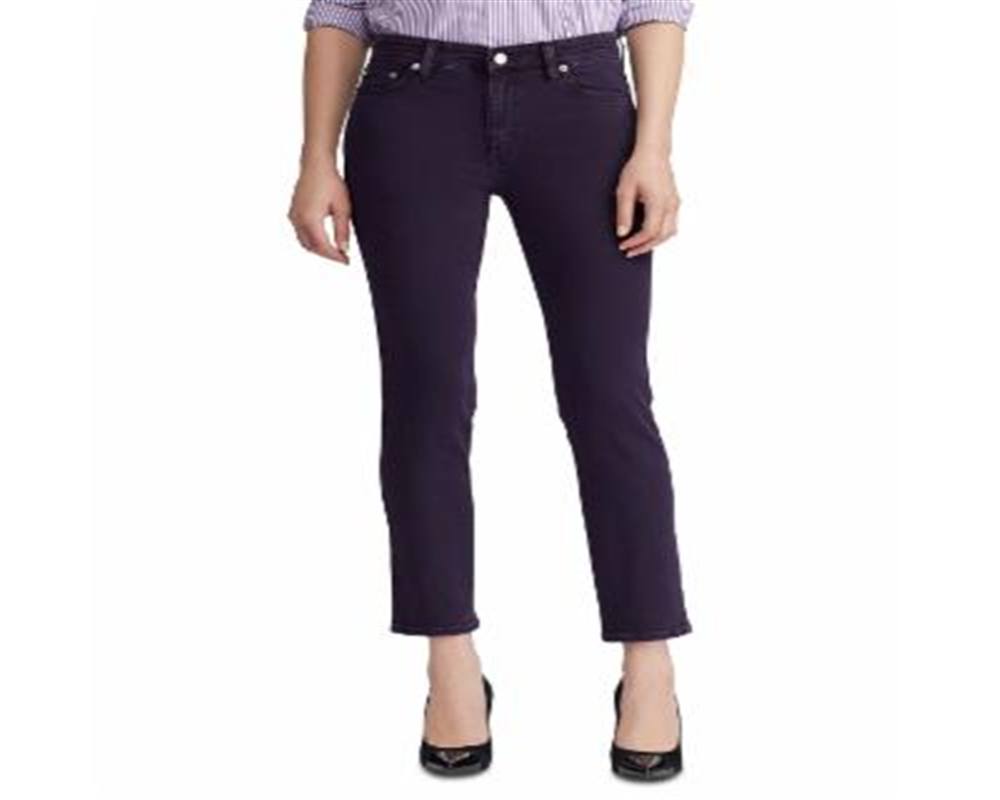 Ralph Lauren Women's Zippered Pocketed Ankle Straight Leg Jeans Purple Size 14