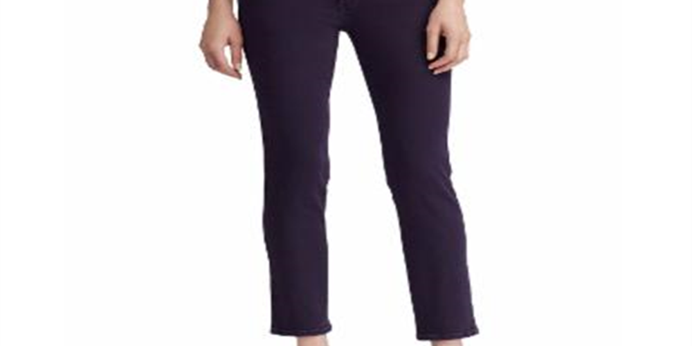 Ralph Lauren Women's Zippered Pocketed Ankle Straight Leg Jeans Purple Size 14