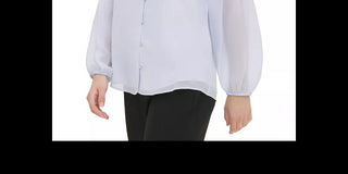 Calvin Klein Women's Balloon Sleeve Blouse White Size Large