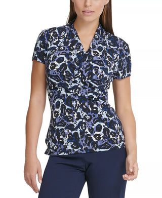 DKNY Women's Side-Ruched Top Navy Size Small