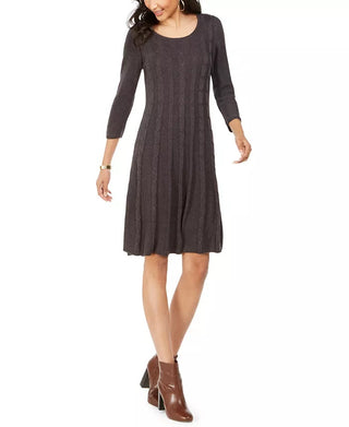 Nine West Women's Cable Knit Sweater Dress Gray Size Medium