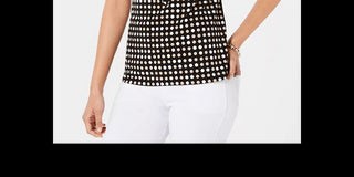 Charter Club Women's Short Sleeve Printed Polo Top Black Size X-Small