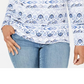 Karen Scott Women's Watercolor Scoop Neck Top Blue Size Small