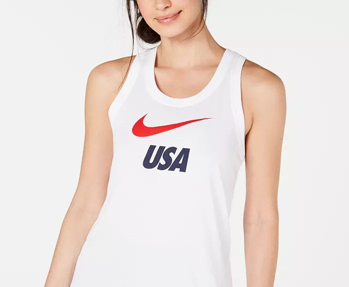 Nike Women's Dri-FIT Logo Racerback Tank Top White Size Medium