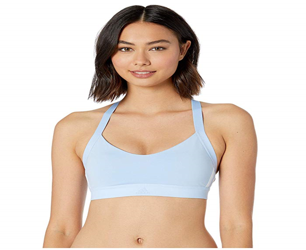 Adidas Women's All Me 3-Stripes Racerback Sports Bra Blue Size S