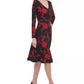 Tommy Hilfiger Women's Floral Print Fit & Flare Dress Black Size 4
