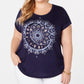 Style & Co Women's Plus Moon Graphic T-Shirt Blue Size 0X