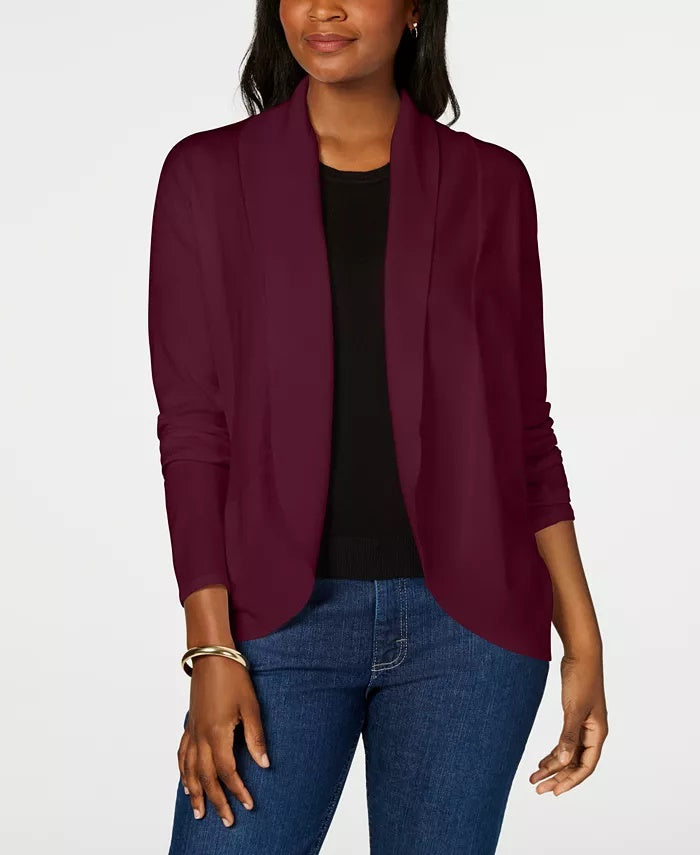 Karen Scott Women's Open Front Cardigan Brown Size Small