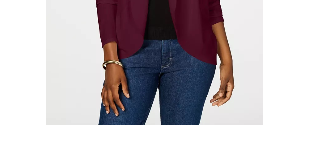 Karen Scott Women's Open Front Cardigan Brown Size Small