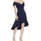 Aqua Women's Off the Shoulder Crepe MIDI Dress Blue Size 8
