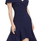 Aqua Women's Off the Shoulder Crepe MIDI Dress Blue Size 8