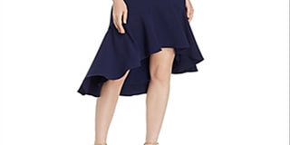 Aqua Women's Off the Shoulder Crepe MIDI Dress Blue Size 8