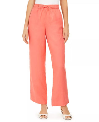 Charter Club Women's Linen Drawstring Waist Pants  Green Size Medium