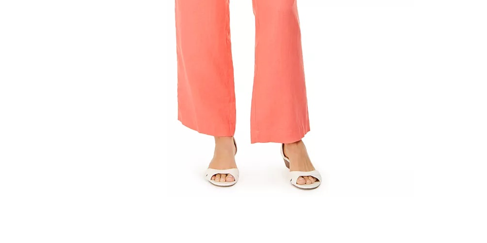 Charter Club Women's Linen Drawstring Waist Pants  Green Size Medium