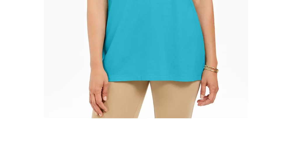 Karen Scott Women's Cotton Polo Top Blue Size Medium