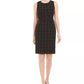 Kasper Women's Windowpane Plaid Sheath Dress Black Size 16