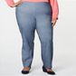 Charter Club Women's Plus Tummy Control High Rise Skinny Pants Blue Size 14W