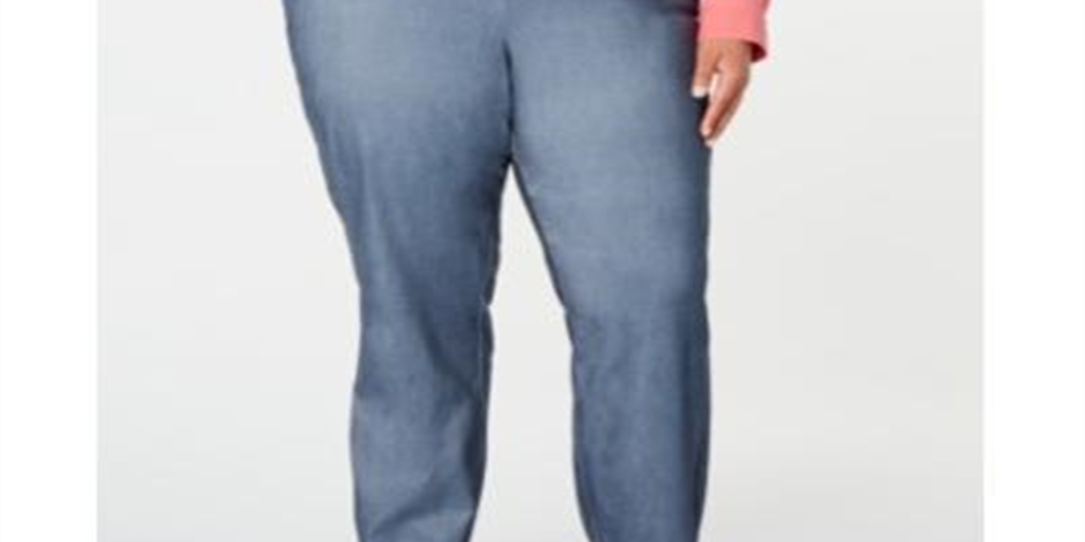 Charter Club Women's Plus Tummy Control High Rise Skinny Pants Blue Size 14W