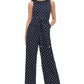 Tommy Hilfiger Women's Polka Dot Tie Waist Jumpsuit Blue Size 14
