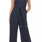Tommy Hilfiger Women's Polka Dot Tie Waist Jumpsuit Blue Size 14