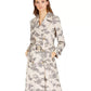 INC International Concepts Women's Pocketed Floral Trench Jacket Gray Size Large
