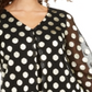 Alfani Women's V Neck Dot Print Mesh Top Black Size -L