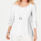JM Collection Women's Textured Necklace Top White Size Petite