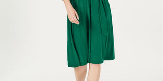 Charter Club Women's Petite Solid Midi Dress Green Size Small