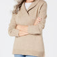 Karen Scott Women's Cotton Marled Shawl-Collar Sweater Brown Size Medium
