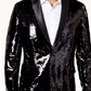 INC International Concepts Men's Slim Fit Reversible Sequined Blazer Black Scales Size 3XLT