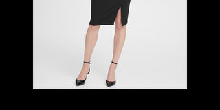 DKNY Women's Ponte Collared Side Ruche Sheath Dress Black Size -12