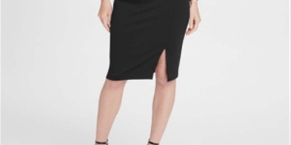 DKNY Women's Ponte Collared Side Ruche Sheath Dress Black Size -12