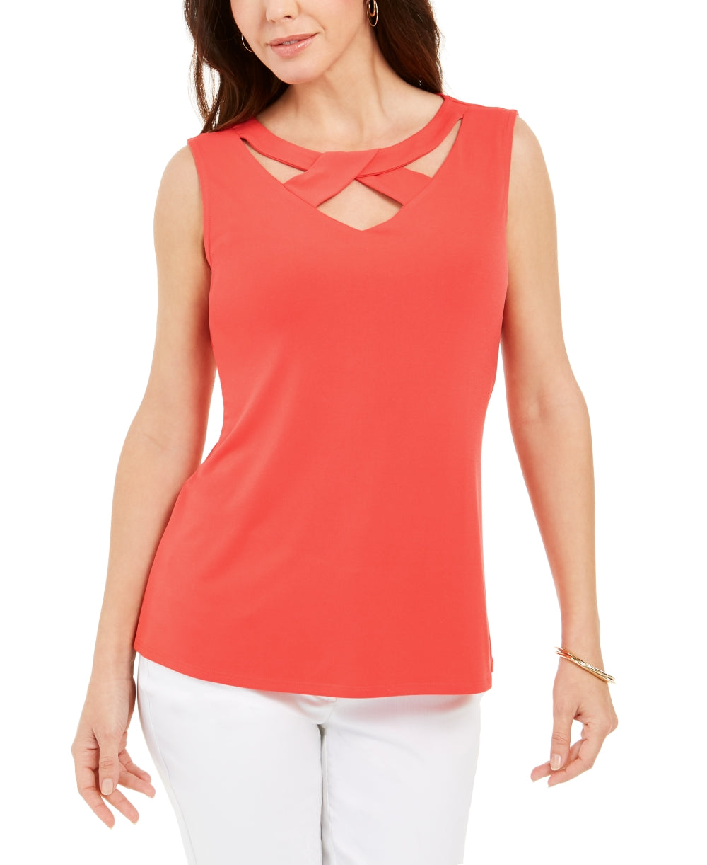 JM Collection Women's Twist-Neck Tank Top Red Size Small