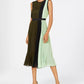 Alfani Women's Colorblocked Pleated Sleeveless Dress  Green Size 12