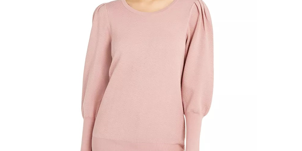 Alfani Women's Puff Sleeve Sweater Pink Size Small
