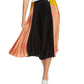 1.STATE Women's Colorblock Satin Pleated Midi Skirt Black  Size 8
